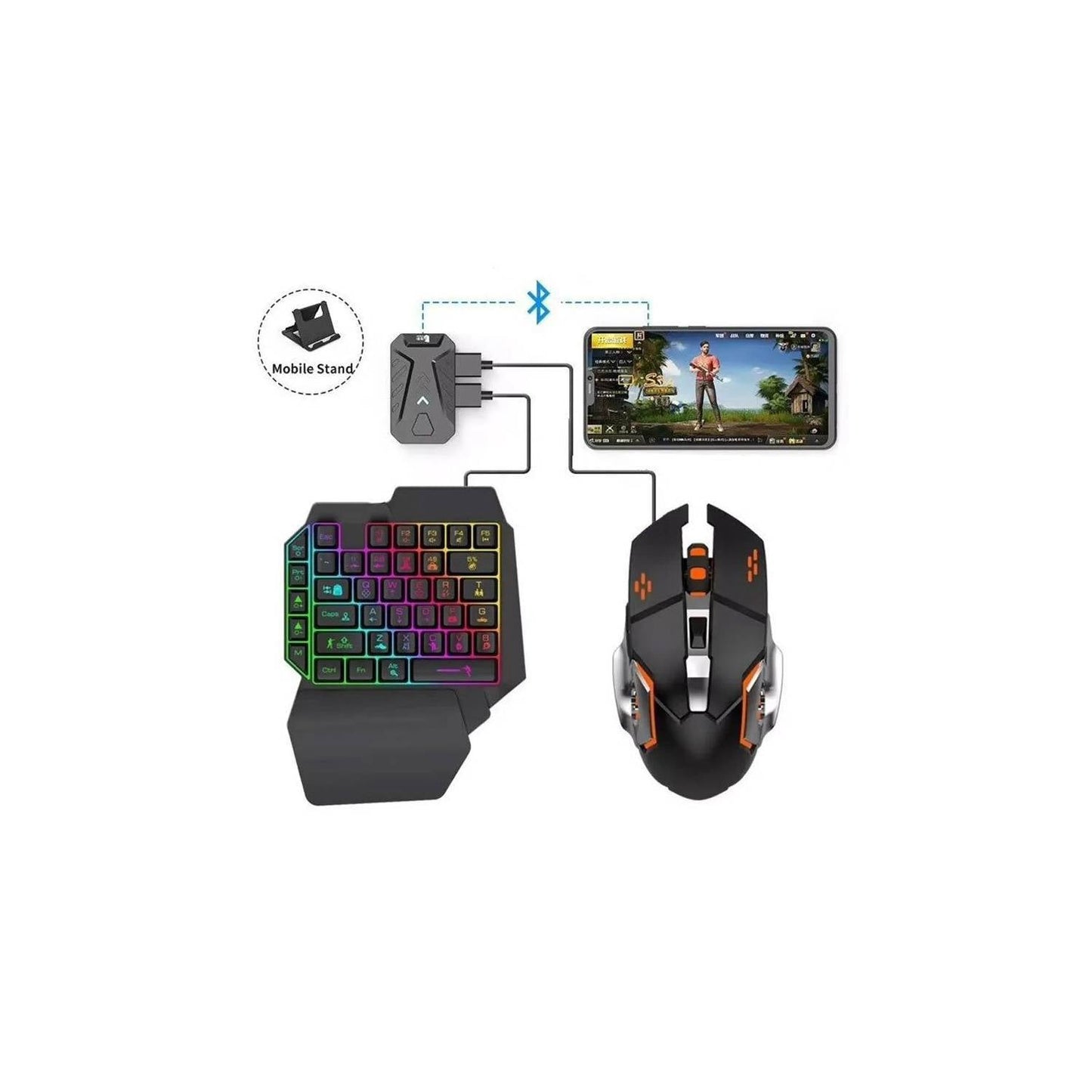 Combo Gamer 4 en 1 Teclado de Mano Retráctil