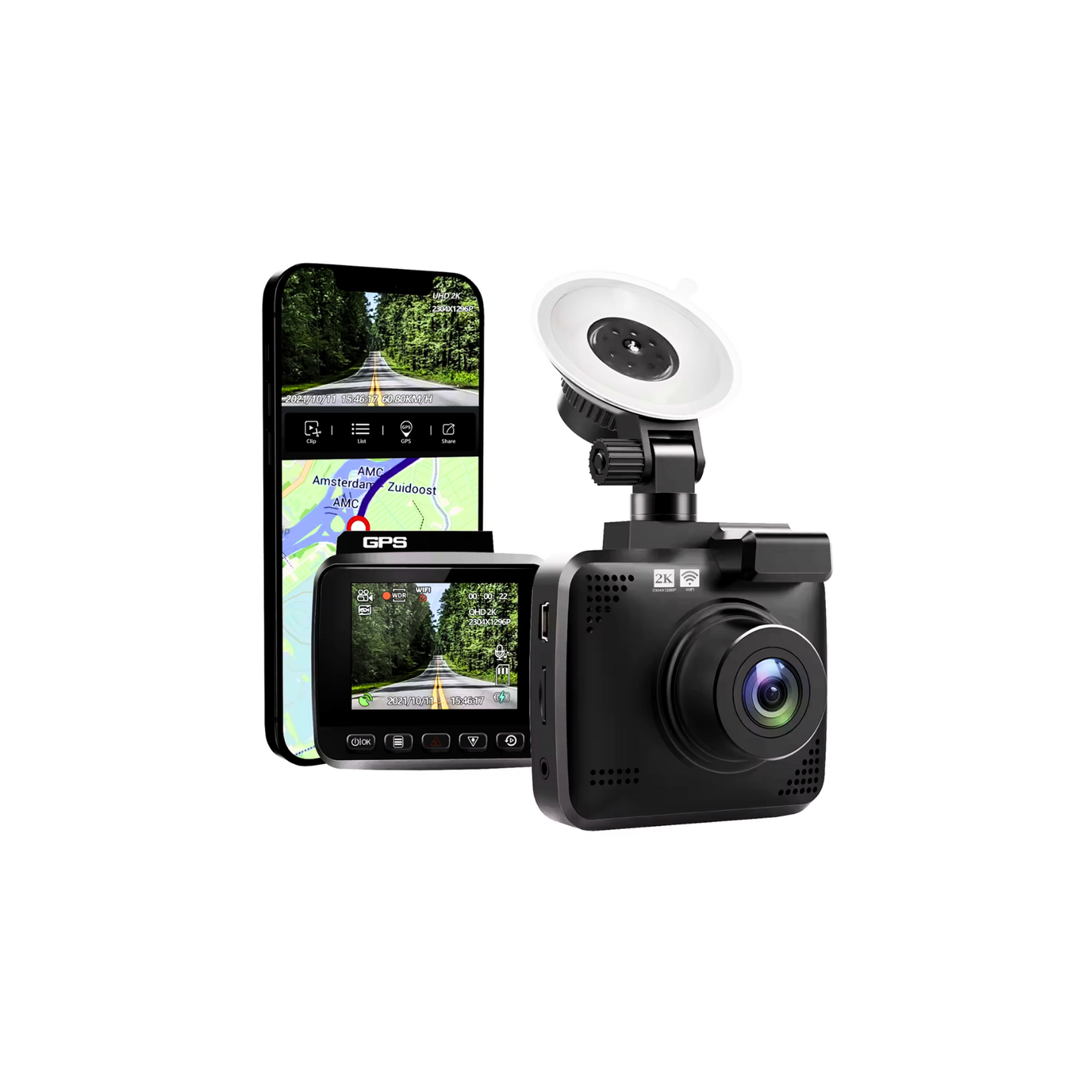 Cámara para Carro con GPS, WiFi y Sensor 2K