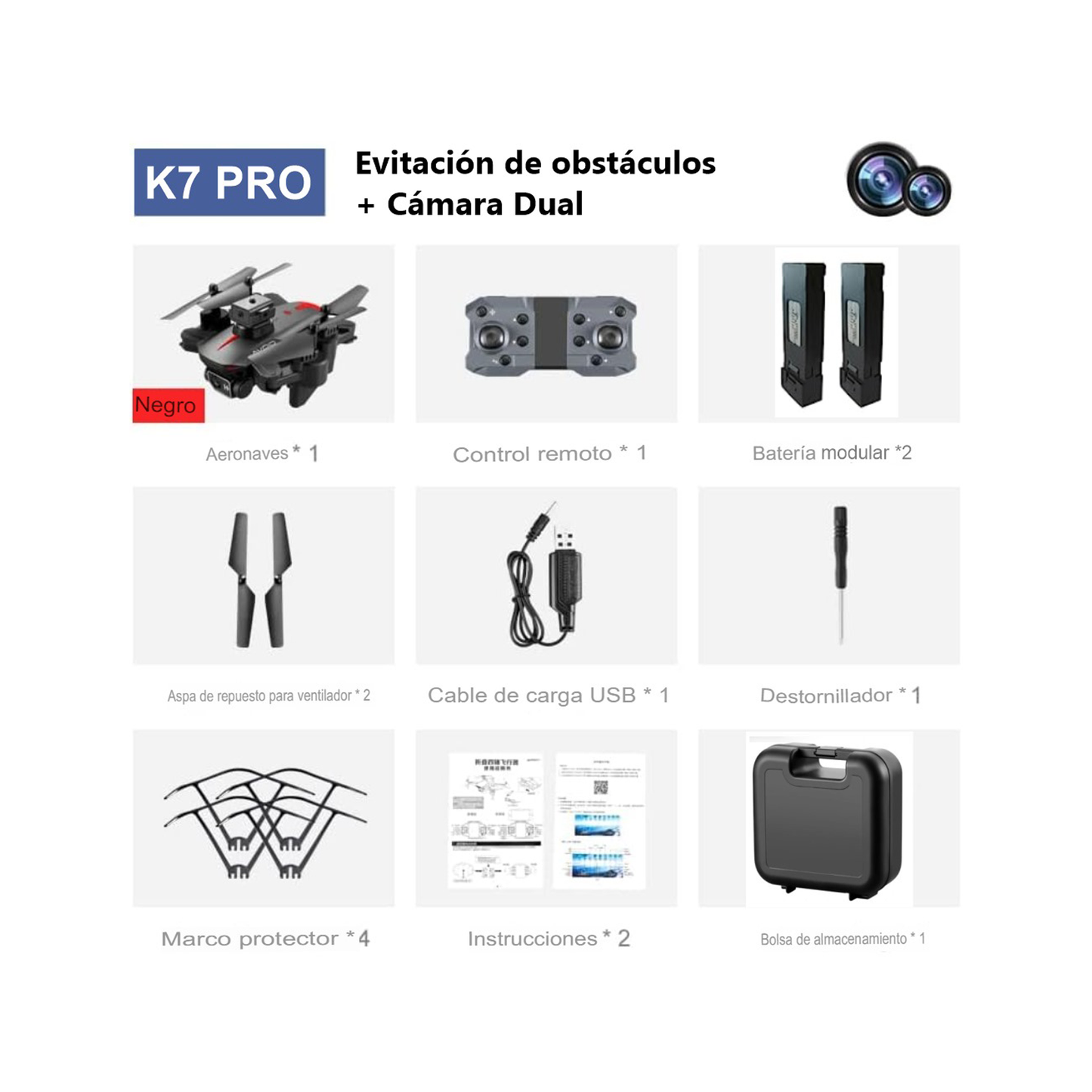 Drone WiFi 2.4G K7 Pro Cámara Dual HD